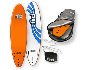 FIND 6Ɔ" Tuffrap Thruster Soft Surfboard Softboard + Cover + Leash Package - Orange