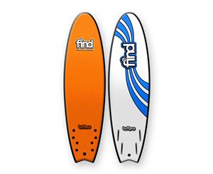 FIND 6ƌ'' TuffPro Soft Surfboard Quadfish ORANGE EVA RAILS - 4 FCS StyleFin - Orange