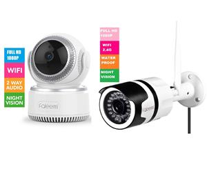 Faleemi WIFI Camera IP Camera Wireless Camera Security Camera Full HD 1080P 1 Indoor and 1 Outdoor Bundle