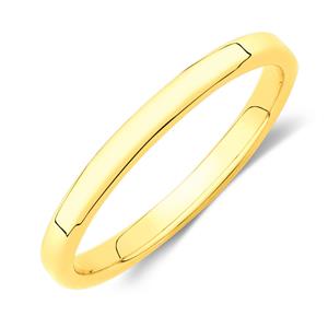 Flat Bevelled Wedding Band in 10ct Yellow Gold