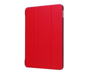For iPad 20182017 9.7in CaseStylish Karst Textured 3-fold Leather CoverRed