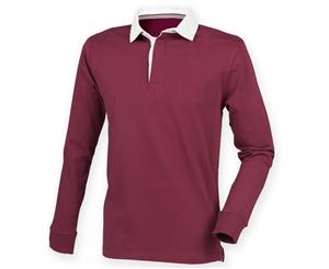 Front Row Mens Premium Long Sleeve Rugby Shirt/Top (Burgundy) - RW4169