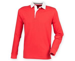 Front Row Mens Premium Long Sleeve Rugby Shirt/Top (Red) - RW4169