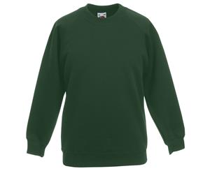 Fruit Of The Loom Childrens Unisex Raglan Sleeve Sweatshirt (Bottle Green) - BC1365