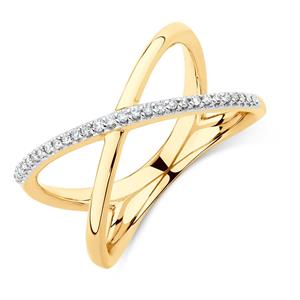 Geometric Ring with Diamonds in 10ct Yellow Gold