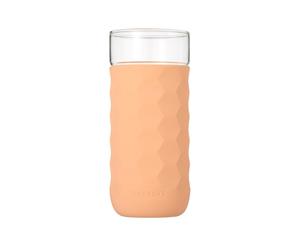 Honeycomb Anti-skid Glass with Silicone Sleeve 380ml in Crimson