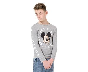 Hype Disney Grey Mickey Circle Kids Kids Unisex L/S T-Shirt - Multi