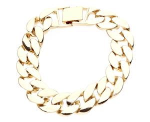 Iced Out BOLD MASSIVE Hip Hop Bracelet - CURB 15mm gold - Gold