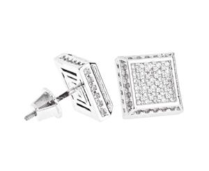 Iced Out Bling Micro Pave Earrings - SLOPE 10mm - Silver
