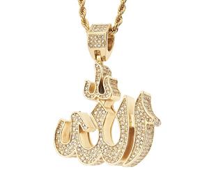 Iced Out Bling Religious Pendant - 3D ALLAH SYMBOL gold - Gold