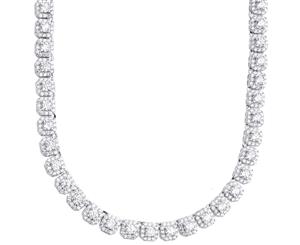 Iced Out Bling Zirconia Tennis Chain - CLUSTER 5mm 55cm - Silver