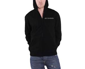 Joy Division Hoodie Unknown Pleasures Band Logo Official Mens Zipped - Black