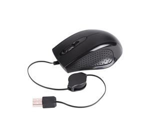 Laser Mouse Retractable USB Optical 3D in Black