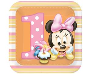 Minnie Mouse 1st Birthday Square Luncheon Plates