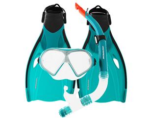 Mirage Mission Adult Dive Mask Snorkel and Fins Set Teal L/XL