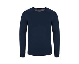 Mountain Warehouse Merino Mens Long Sleeved Top with Round Neck - Easy Care - Navy