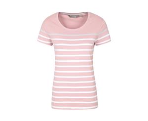 Mountain Warehouse Wms Dover Womens Stripe Short Sleeve Tee Tshirt - Pink