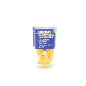Narva 5-6mm Yellow Electrical Terminal Male Blade Connector - 11 Pack