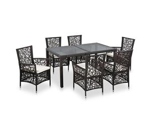 Outdoor Dining Set 7 Piece Poly Rattan Brown Folding Bar Table Chairs