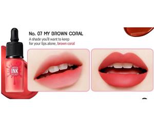 Peripera Peri's Ink The Airy Velvet #07 My Brown Coral 8g Lip Tint Stain