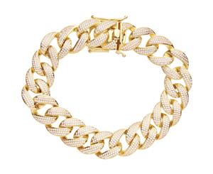 Premium Bling 925 Sterling Silver Bracelet - MIAMI CURB 16mm - Gold