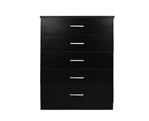 Redfern 5 Drawer Tallboy/Chest/Storage/Bedside Cabinet - Black
