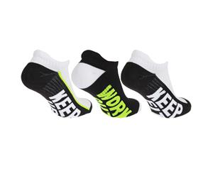 Redtag Mens Sport Trainer/Liner Socks (3 Pairs) (White/Black/Yellow) - MB540
