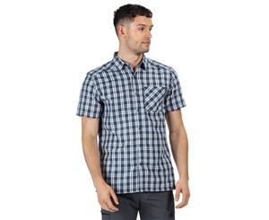 Regatta Mens Mindano V Polyester Checked Short Sleeve Shirt - Dark Denim