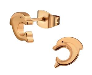Rose Gold Plated Steel Dolphin Ear Studs