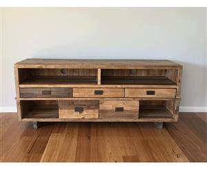 Rustic Industrial Indoor Timber Cabinet Tv Entertainment Unit - Recycled Timber - Living Room
