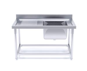 SOGA 120*70*85 Stainless Steel Work Bench Right Sink Commercial Restaurant Kitchen Food Prep