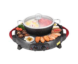SOGA 2 in 1 Electric Stone Coated Grill Plate Steamboat Two Division Hotpot