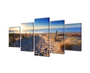 Set of 5 Beach Canvas Prints Framed Wall Art Decor Painting 100x50cm Living Room
