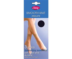 Silky Womens/Ladies Smooth Knit Ankle High (3 Pairs) (Navy) - LW249