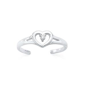 Silver CZ Heart Toe Ring