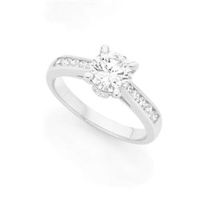 Silver Round 4 Claw CZ Channel Set Band Ring