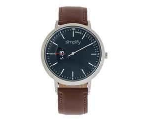 Simplify The 6500 Leather-Band Watch - Brown/Black
