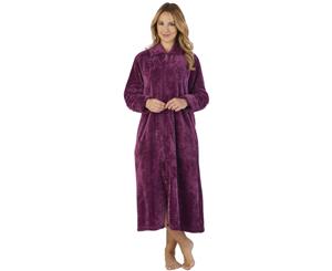 Slenderella HC2331 Waffle Flannel Dressing Gown - Purple