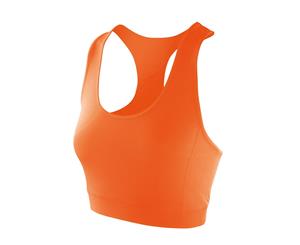 Spiro Womens/Ladies Softex Stretch Sports Sleeveless Crop Top (Tangerine) - RW5171