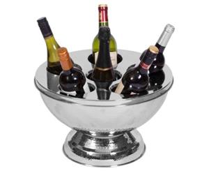 Stainless Steel Hammered Bowl Bucket Champagne Wine Bucket Container Ice w/ Lid