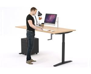 Stand Up - Manual Height Adj T Desk Black Frame [1200L x 800W] - maple none