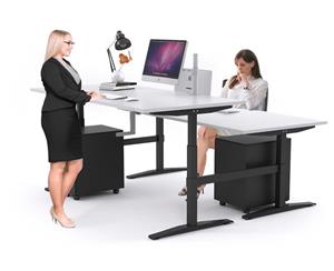 Stand Up - Manual Height Adj T Workstation Black Frame [1200L x 800W] - wenge none