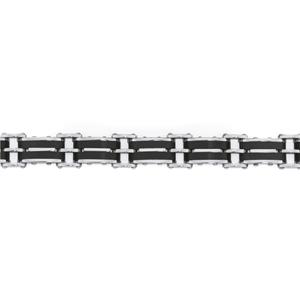 Steel 22cm Black & Steel Two Bar Bracelet