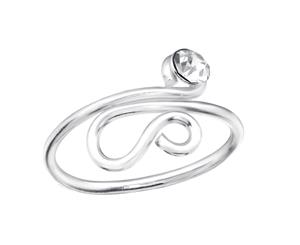 Sterling Silver Snake Adjustable Crystal Toe Ring