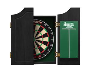 TEX PRO Dart Board Set With SOLID WOOD Black Ash Cabinet
