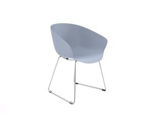 Teddy Plastic Tub Chair - Sled Base Chrome Leg - light blue