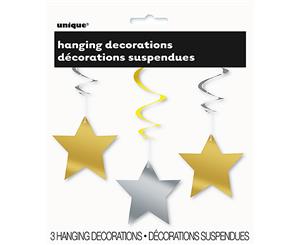 Unique Party Star Swirls Decorations (Pack Of 3) (Gold/Silver) - SG11126