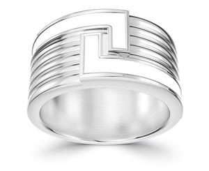 White On White Fashion Ring For Men In Sterling Silver - Sterling Silver