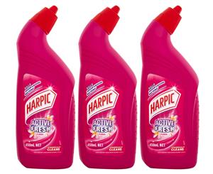3 x Harpic Active Fresh Toilet Cleaner Floral 450mL