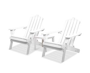 3pc Outdoor Chair and Table Set Beach Chairs Wooden Adirondack Lounge Patio Graden Furniture Gardeon
